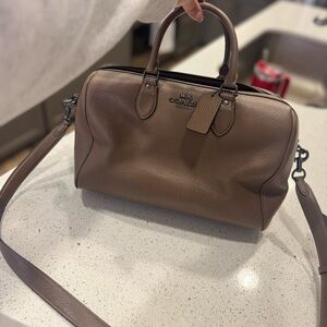 Coach Large Rowan Satchel Bag in Dark Stone with Gunmetal Hardware